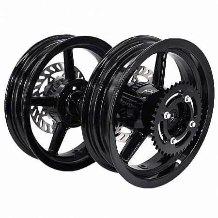 Диск задний алюминиевый литой в сборе SM-Parts (См-Партс) 12" 3.00x12 матовый черный Диск задний алюминиевый литой в сборе SM-Parts (См-Партс) 12" 3.00x12 матовый черный